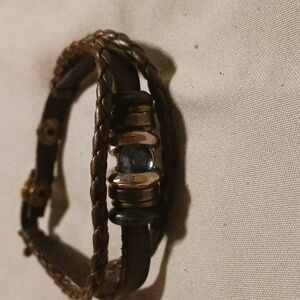 Brown leather wrap bracelet